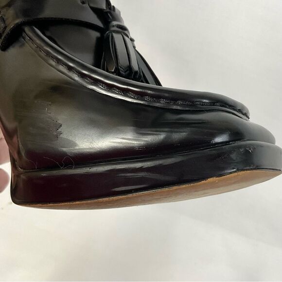Sam Edelman Jed Loafer Black Faux Leather Block Heels Sz 11 Tassel Accents - Picture 9 of 15